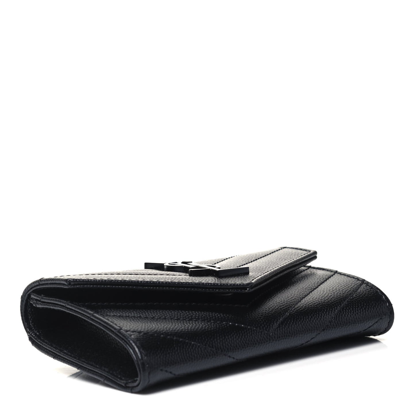 Grain De Poudre Matelasse Chevron Small Monochrome Monogram Envelope Wallet Black