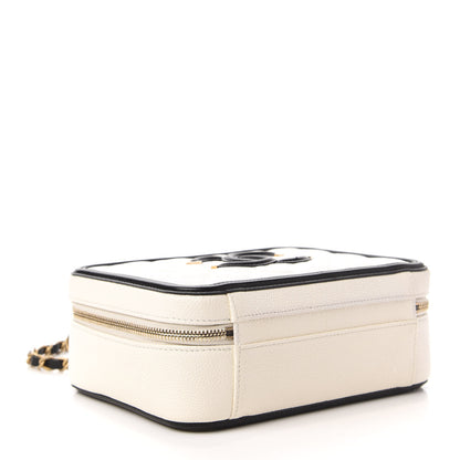Chanel Caviar Quilted Medium CC Filigree Vanity Case White Black 4 of 10