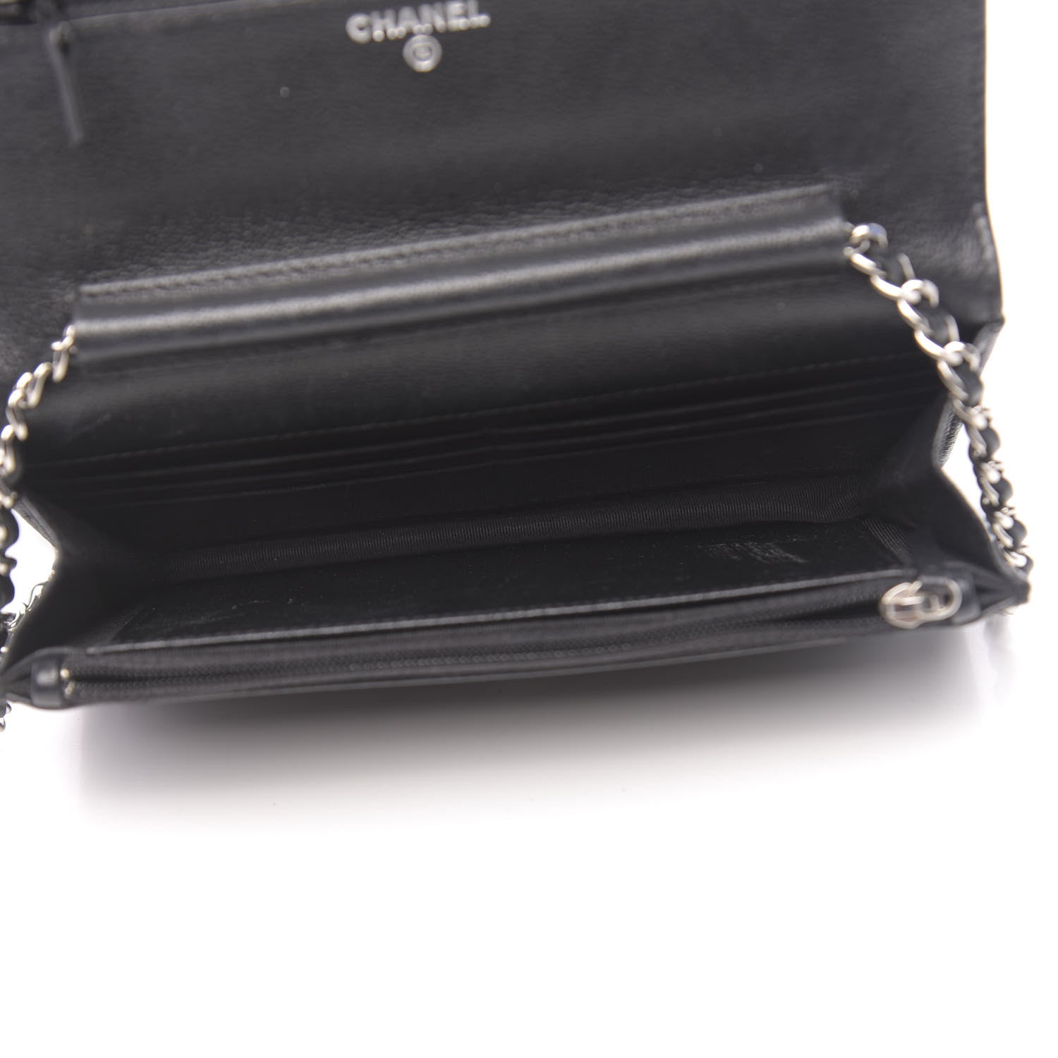 Chanel Grained Calfskin Quilted CC Box Wallet On Chain WOC Black 5 of 13