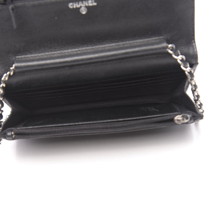 Chanel Grained Calfskin Quilted CC Box Wallet On Chain WOC Black 5 of 13