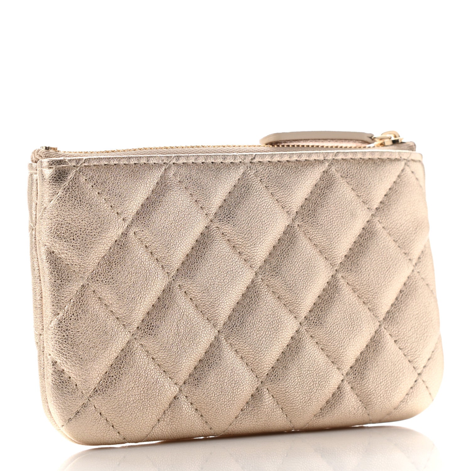 Chanel Metallic Lambskin Quilted Small Cosmetic Case Gold 3 of 7