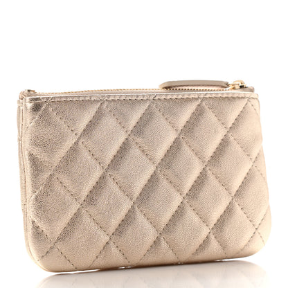 Chanel Metallic Lambskin Quilted Small Cosmetic Case Gold 3 of 7