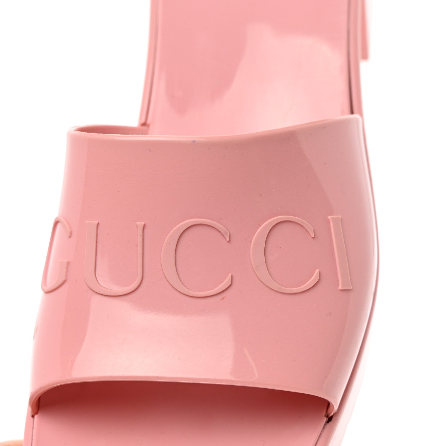 Gucci Rubber Gucci Logo Womens Platform 20/60mm Slide Sandals 36 Wild Rose 8 of 8