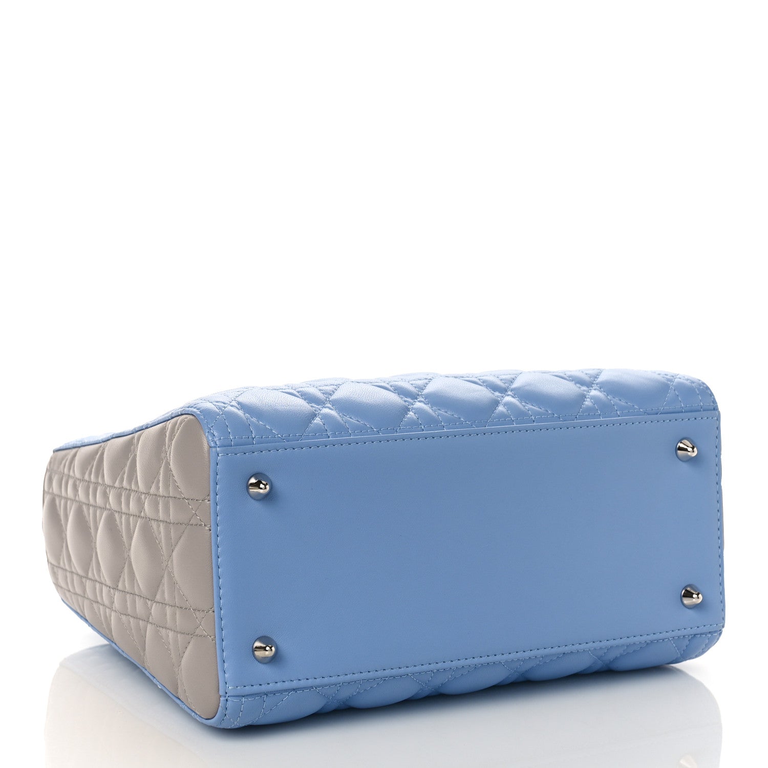 Christian Dior Lambskin Cannage Medium Bi-Color Lady Dior Blue Gray 4 of 8