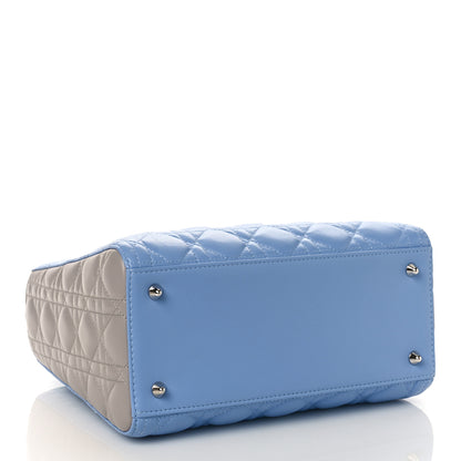 Christian Dior Lambskin Cannage Medium Bi-Color Lady Dior Blue Gray 4 of 8