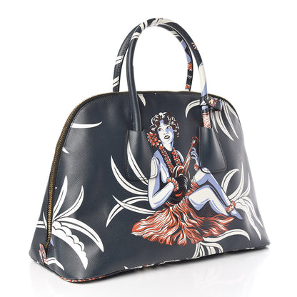 Prada Saffiano Print Hawaiian Girl Front Pocket Tote Smeraldo 3 of 10