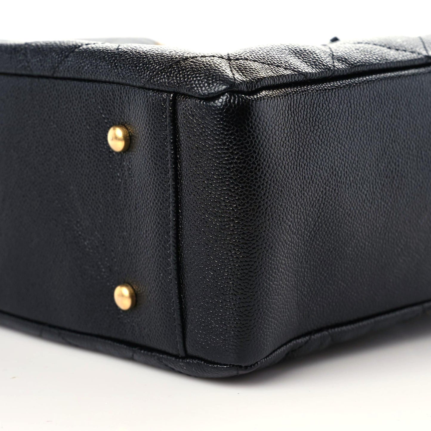 Caviar Quilted Small Shopping Tote Black