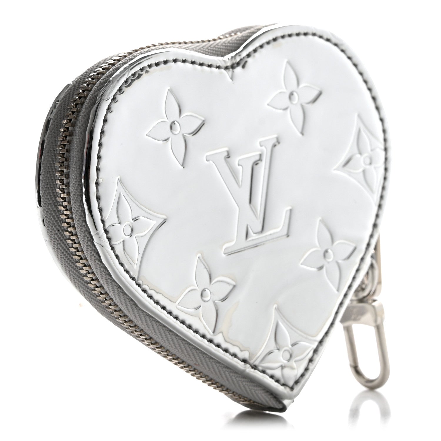 Louis Vuitton Monogram Mirror Heart Coin Purse Silver 3 of 7