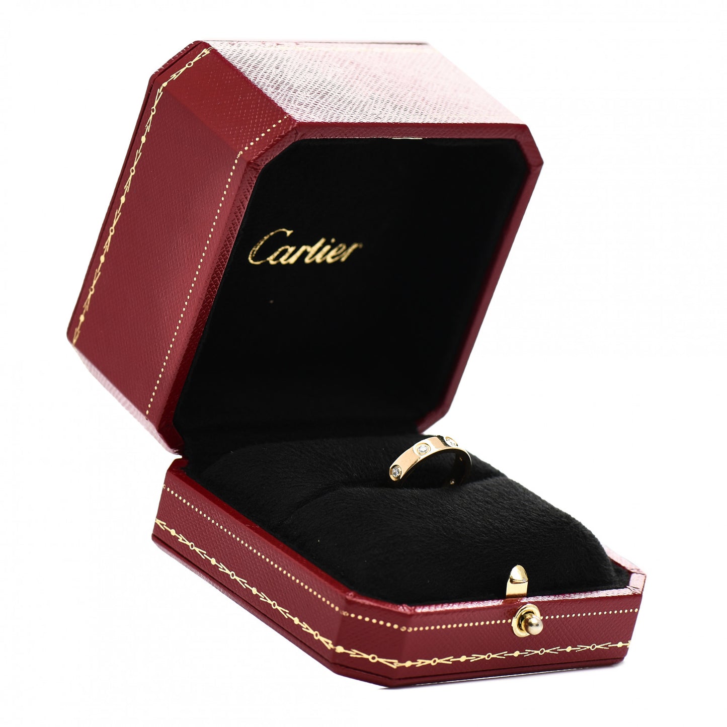 18K Yellow Gold 8 Diamond 4mm LOVE Wedding Band Ring 48 4.5