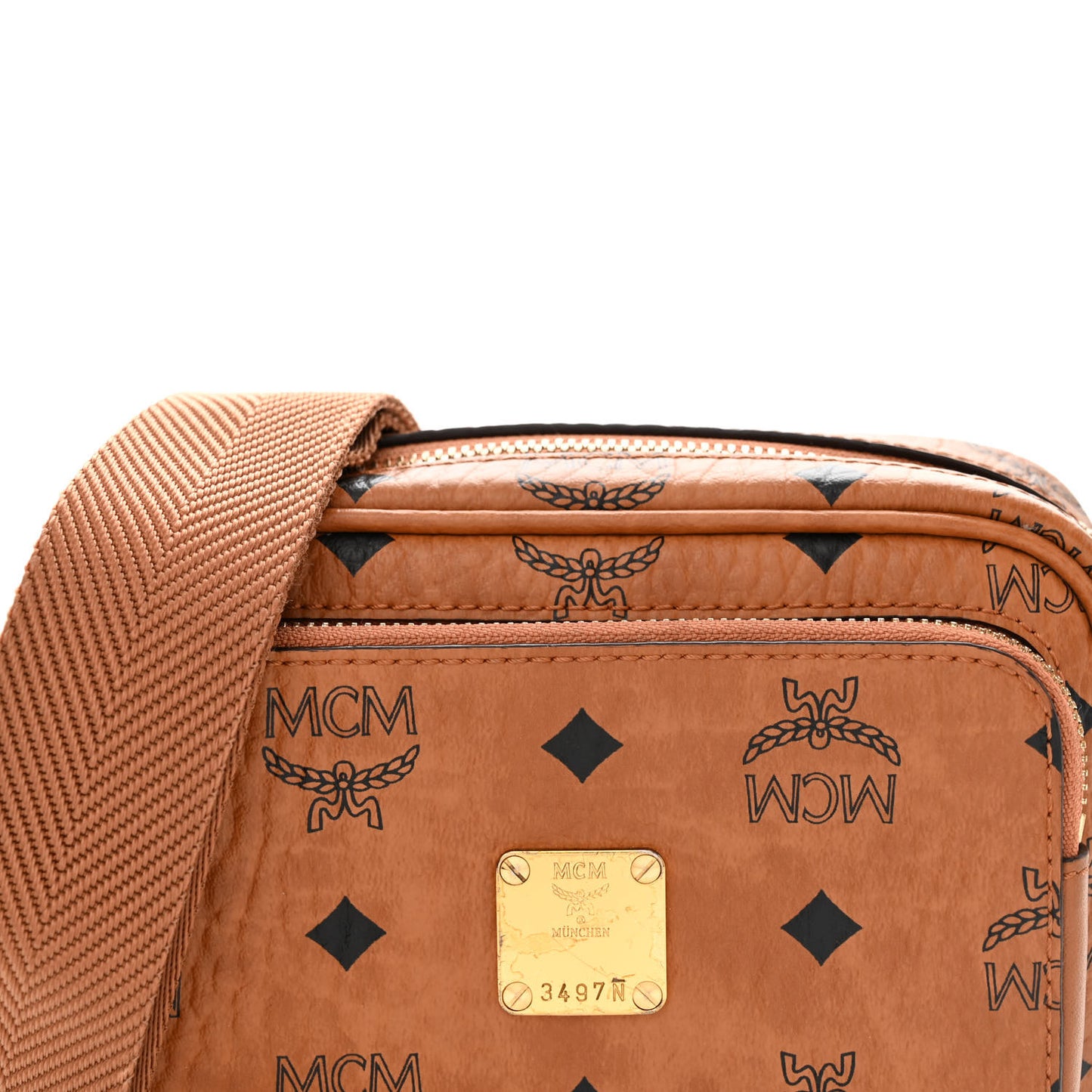 Visetos Monogram Small Aren Crossbody Cognac