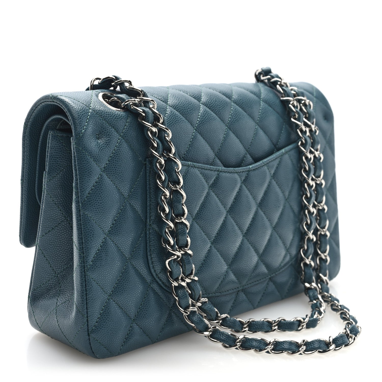 Chanel Caviar Quilted Medium Double Flap Dark Green 3 of 10