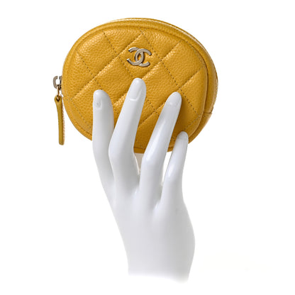 Chanel Caviar Quilted Zip Around Classic Coin Purse Yellow 2 of 7