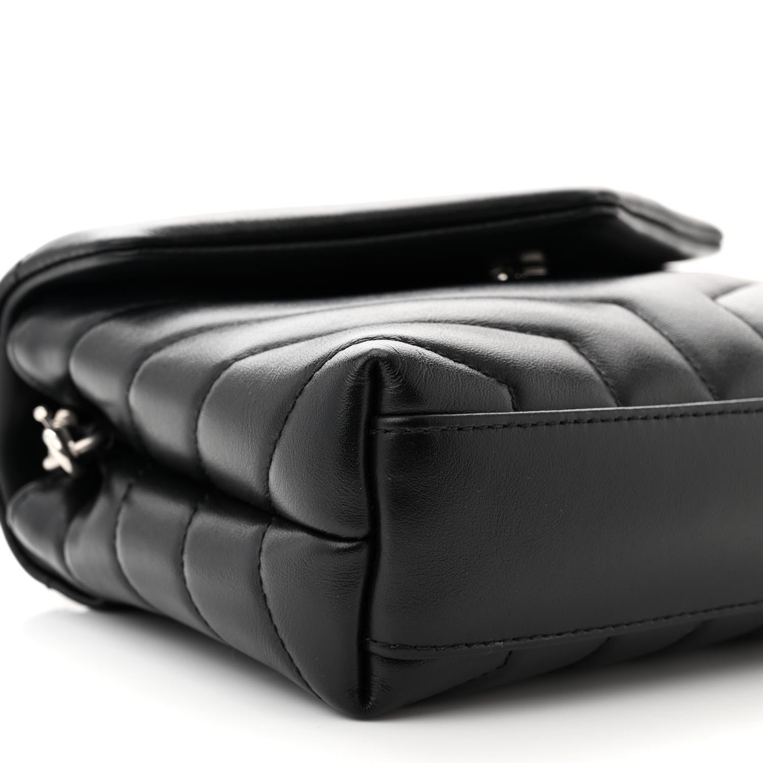 Saint Laurent Calfskin Y Quilted Monogram Toy Loulou Crossbody Bag Black 9 of 12