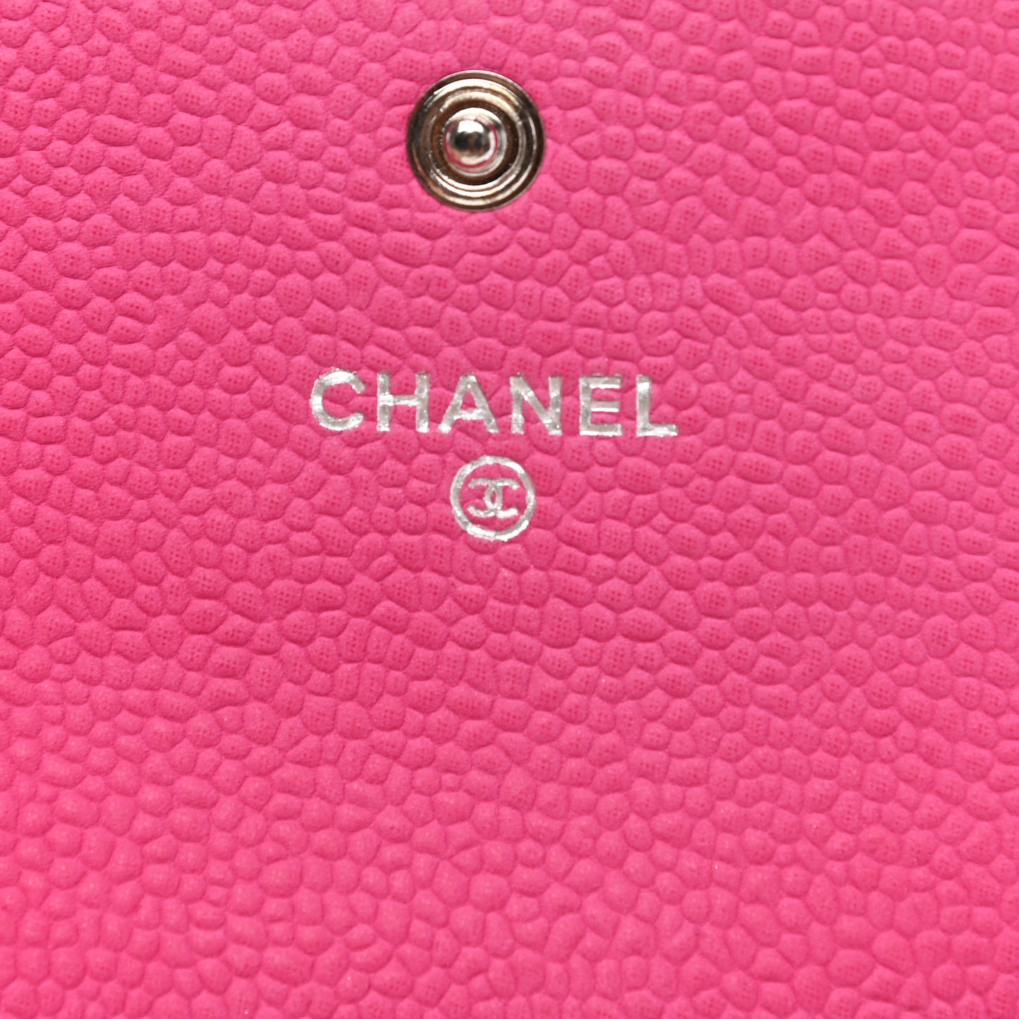 Iridescent Caviar Quilted Flap Card Holder Pink