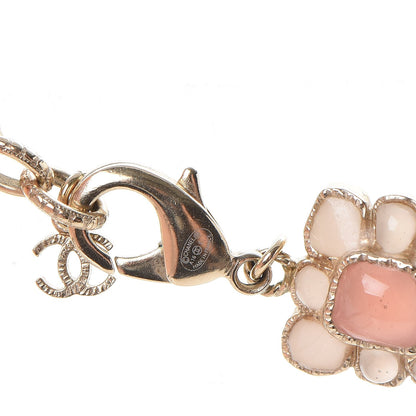 Chanel Gripoix Poured Glass CC Korean Blossom Choker Necklace Gold Pink White 5 of 9
