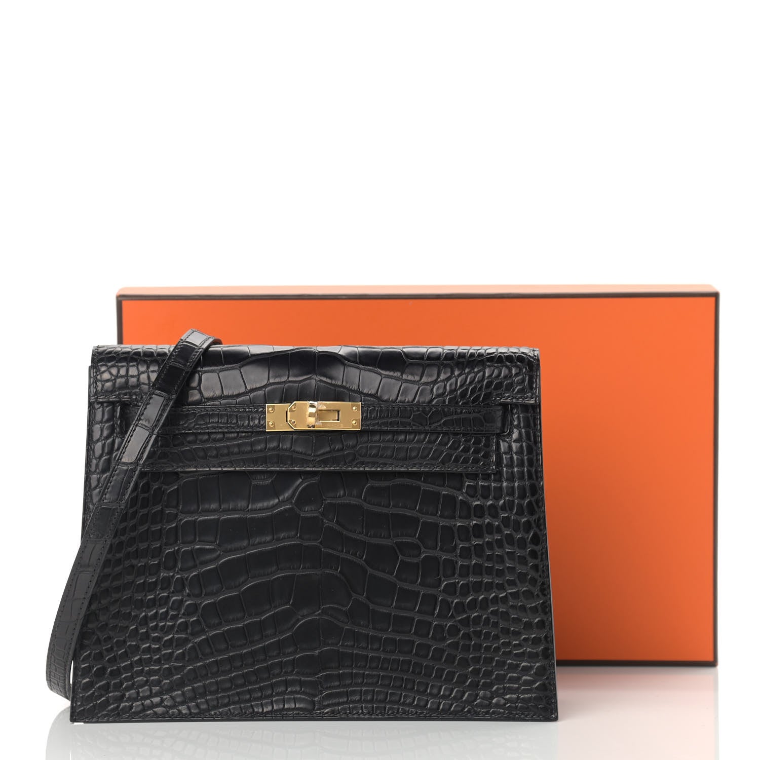 Hermes Matte Alligator Kelly Danse II Belt Bag Black 9 of 9