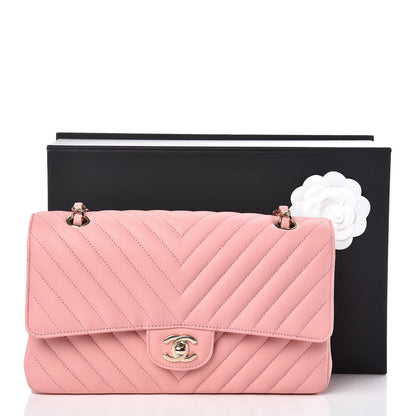 Chanel Caviar Chevron Quilted Medium Double Flap Pink 10 of 10