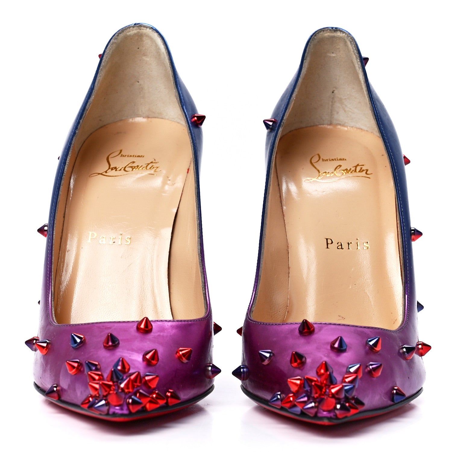 Christian Louboutin Patent Scarabe Degraspike 100 Pumps 38 Rose Digitale 2 of 8
