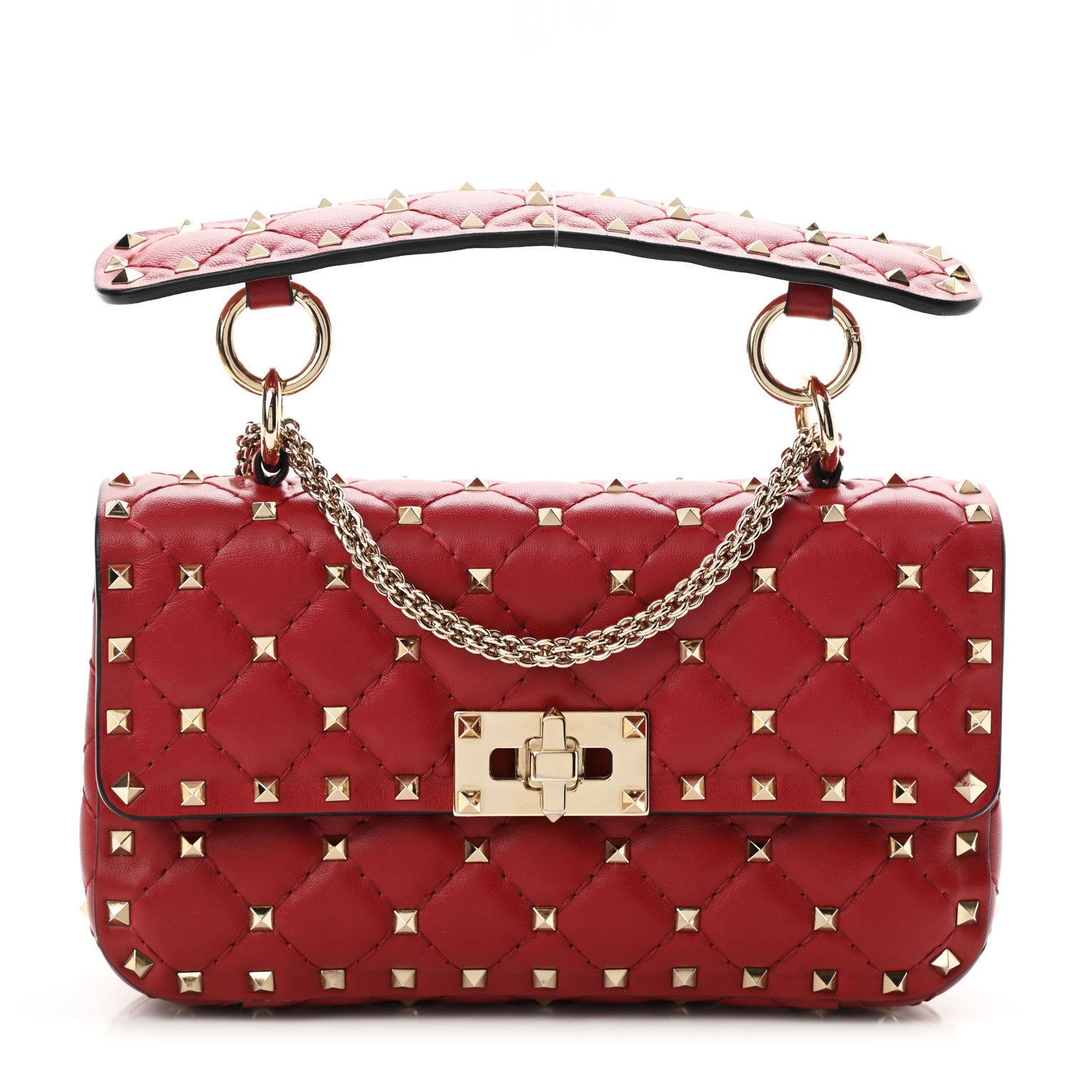 Valentino Garavani Nappa Small Rockstud Spike Shoulder Bag Rosso Valentino 1 of 9