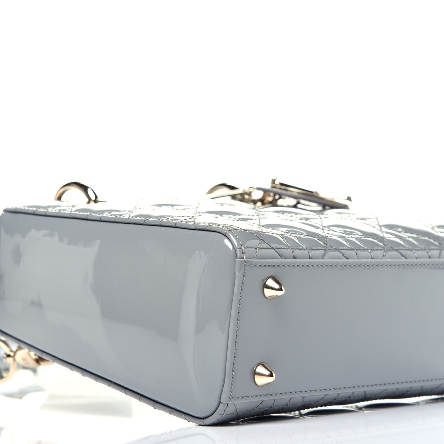 Patent Cannage Small Lady Dior Grey