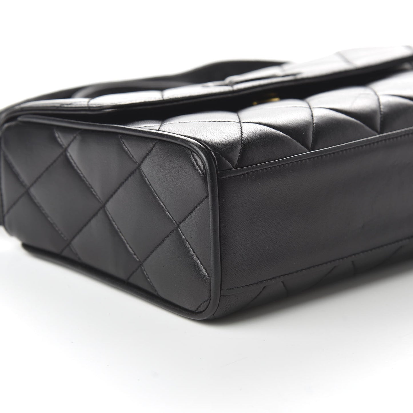 Lambskin Quilted CC Flap Shoulder Bag Black