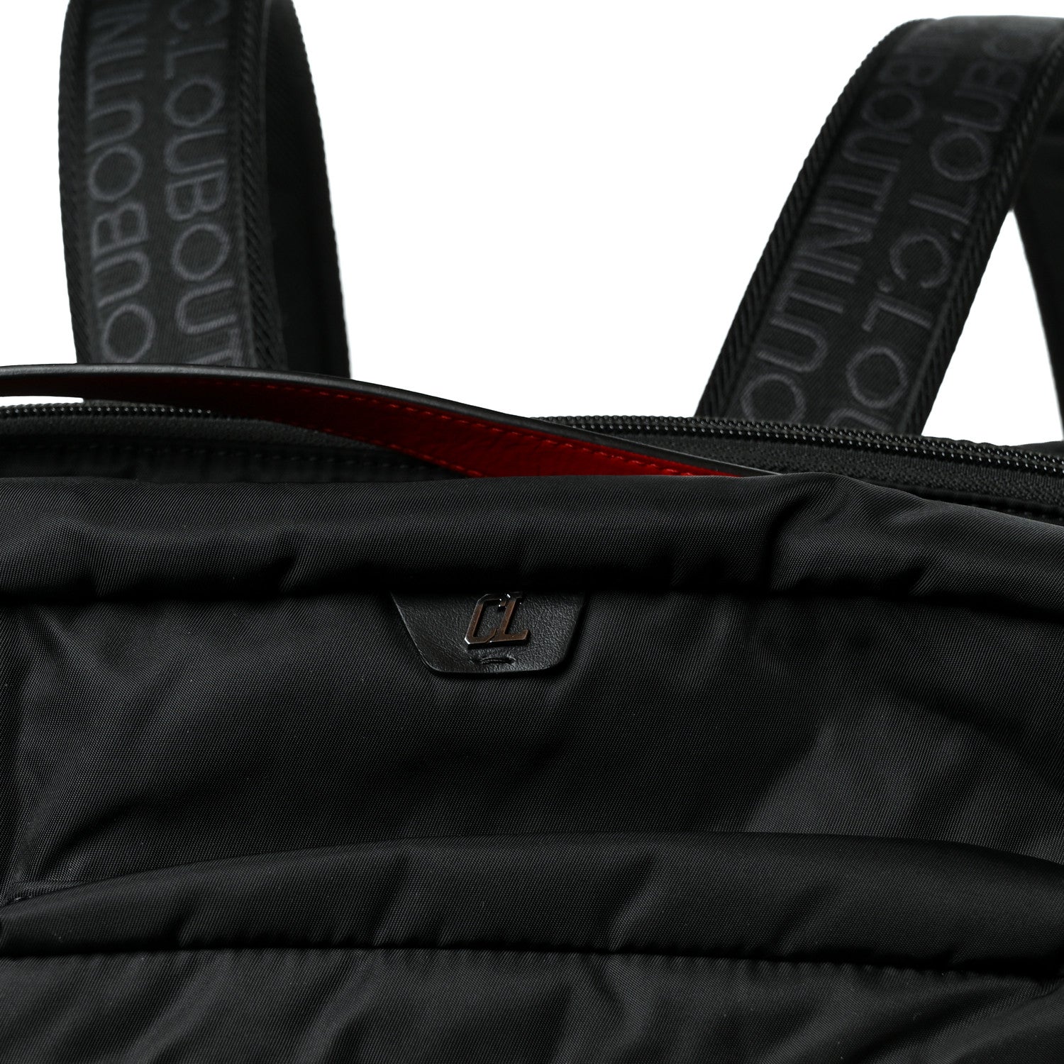 Christian Louboutin Calfskin Rubber Nylon Loubideal Backpack Black Red 7 of 10