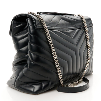 Saint Laurent Calfskin Y Quilted Monogram Large Loulou Chain Satchel Black 3 of 11
