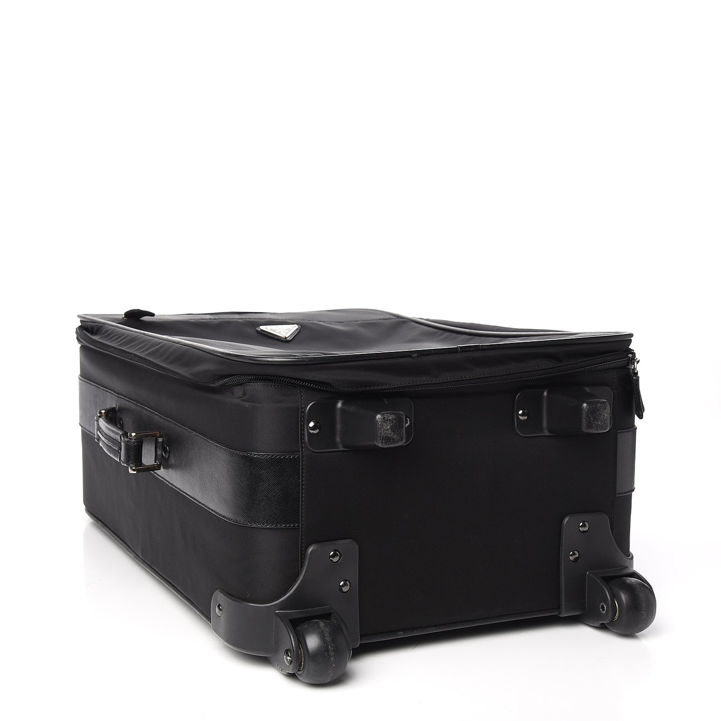 Tessuto Nylon Saffiano Trolley Luggage Black
