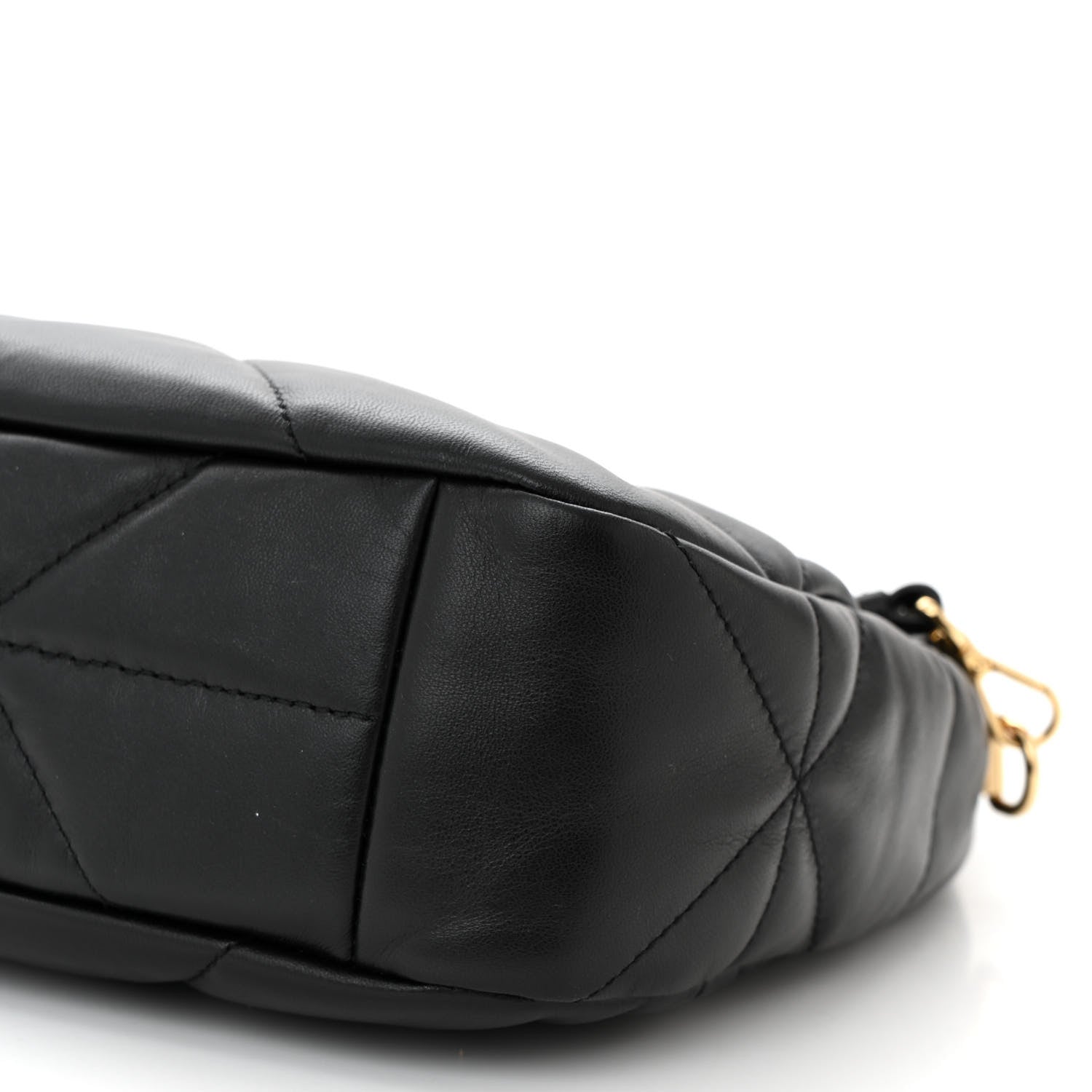 Prada Nappa Triangle Stitched Mini Zippered Hobo Bag Black 10 of 10