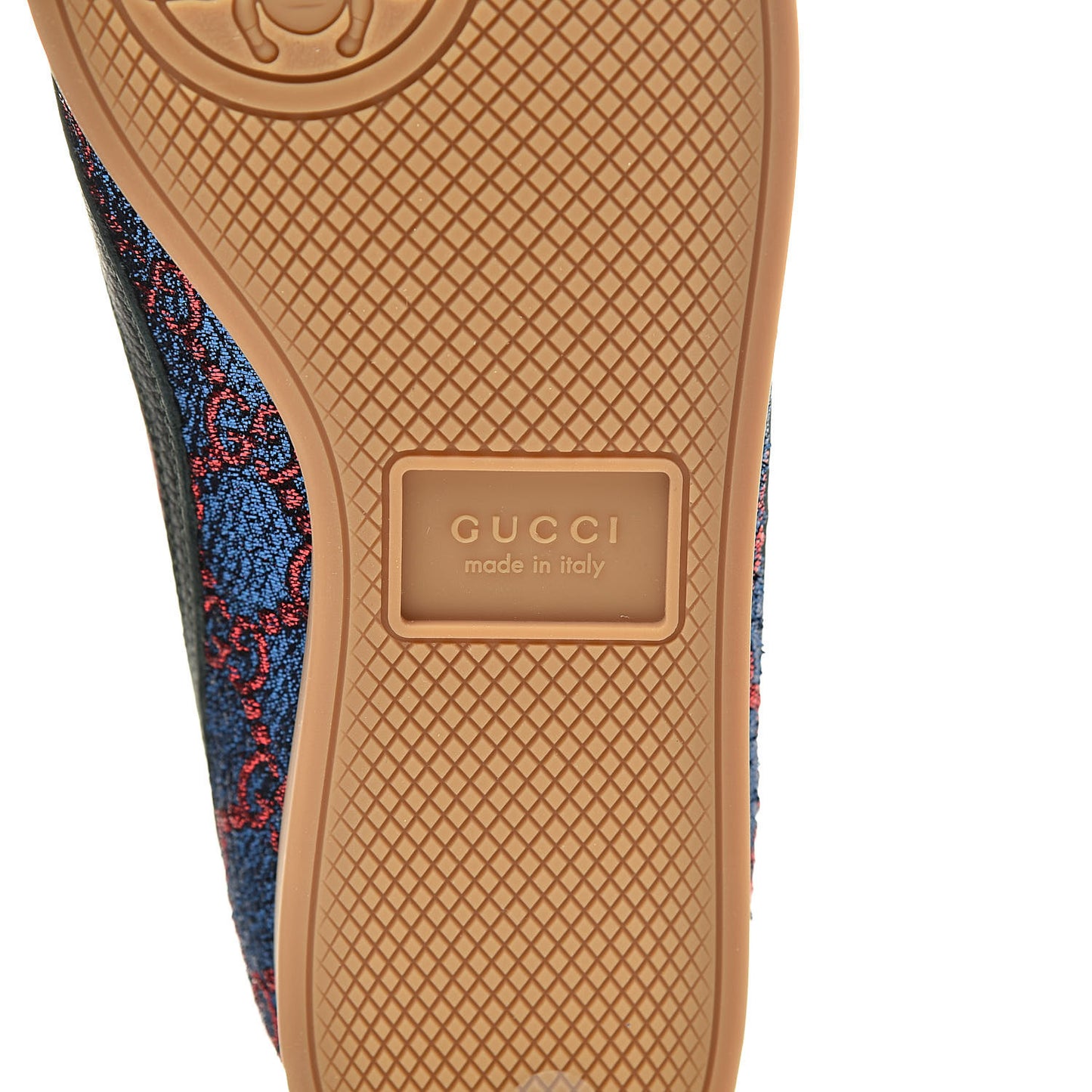 Lurex Calfskin Web GG Monogram Womens Falacer Sneakers 36.5 Iridescent Blue Iridescent Red Silver