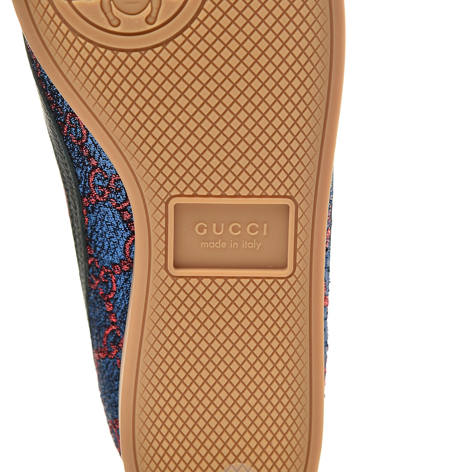 Gucci Lurex Calfskin Web GG Monogram Womens Falacer Sneakers 36.5 Iridescent Blue Iridescent Red Silver 7 of 9