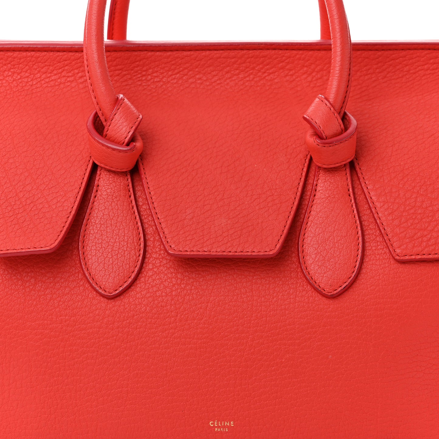 Crisped Calfskin Small Tie Knot Tote Vermillion