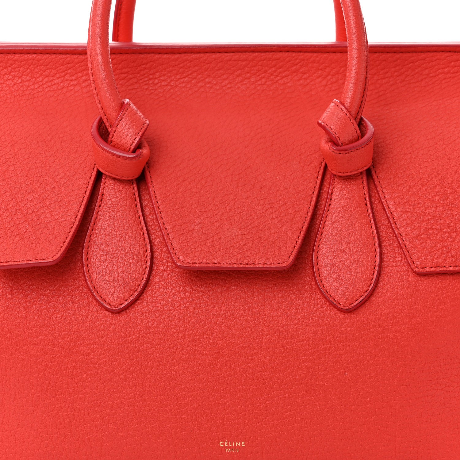 Celine Crisped Calfskin Small Tie Knot Tote Vermillion 8 of 16