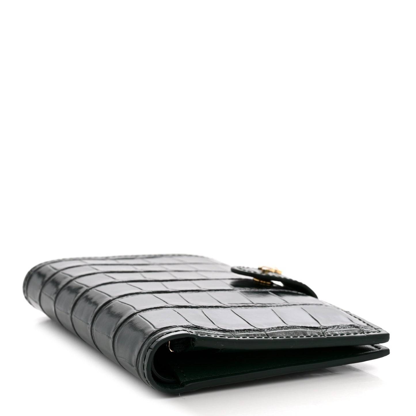 Calfskin Crocodile Embossed Crococo Passport Holder Emerald