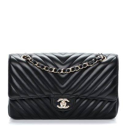 Chanel Lambskin Chevron Quilted Medium Double Flap Black 1 of 11