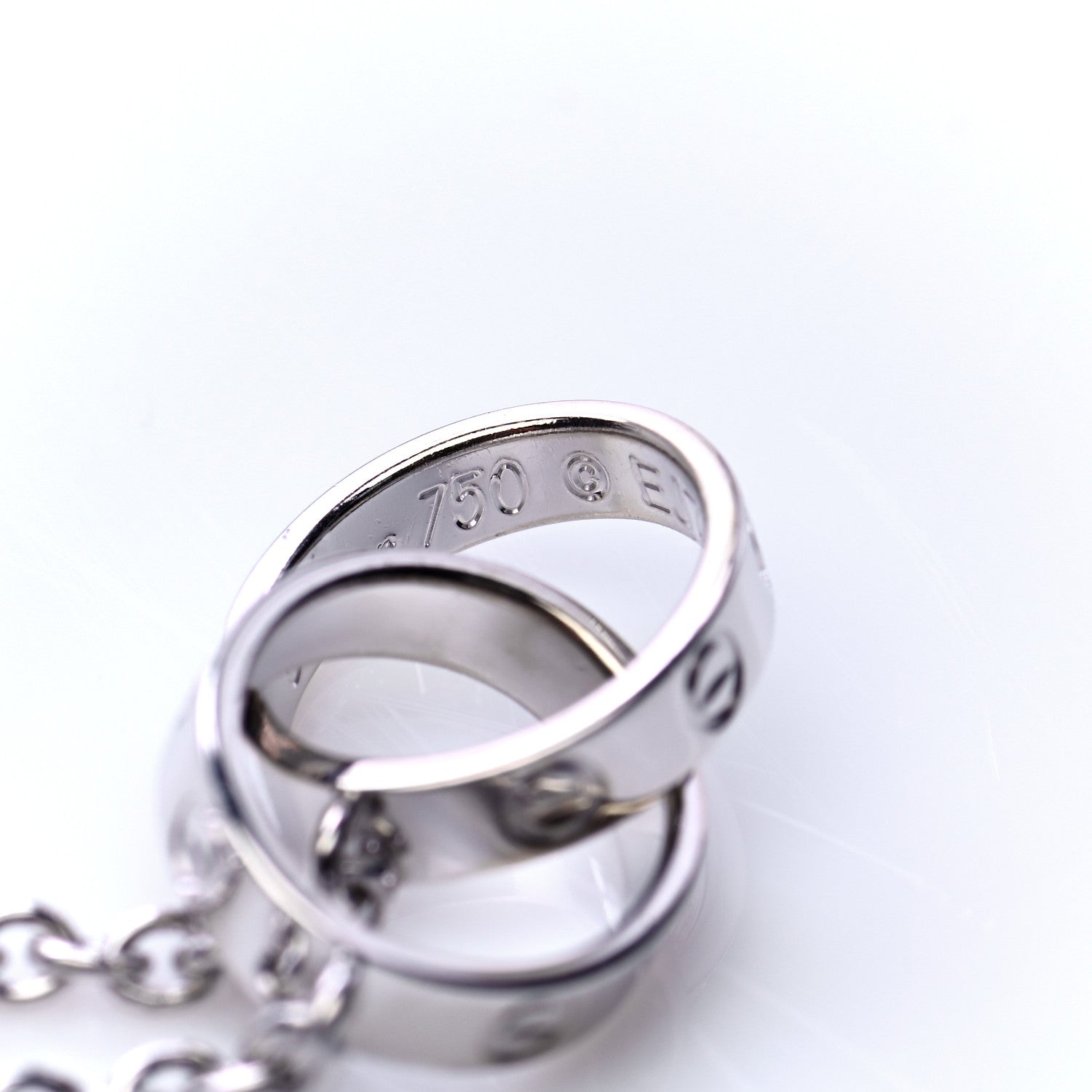 Cartier 18K White Gold Interlocking LOVE Necklace 6 of 8