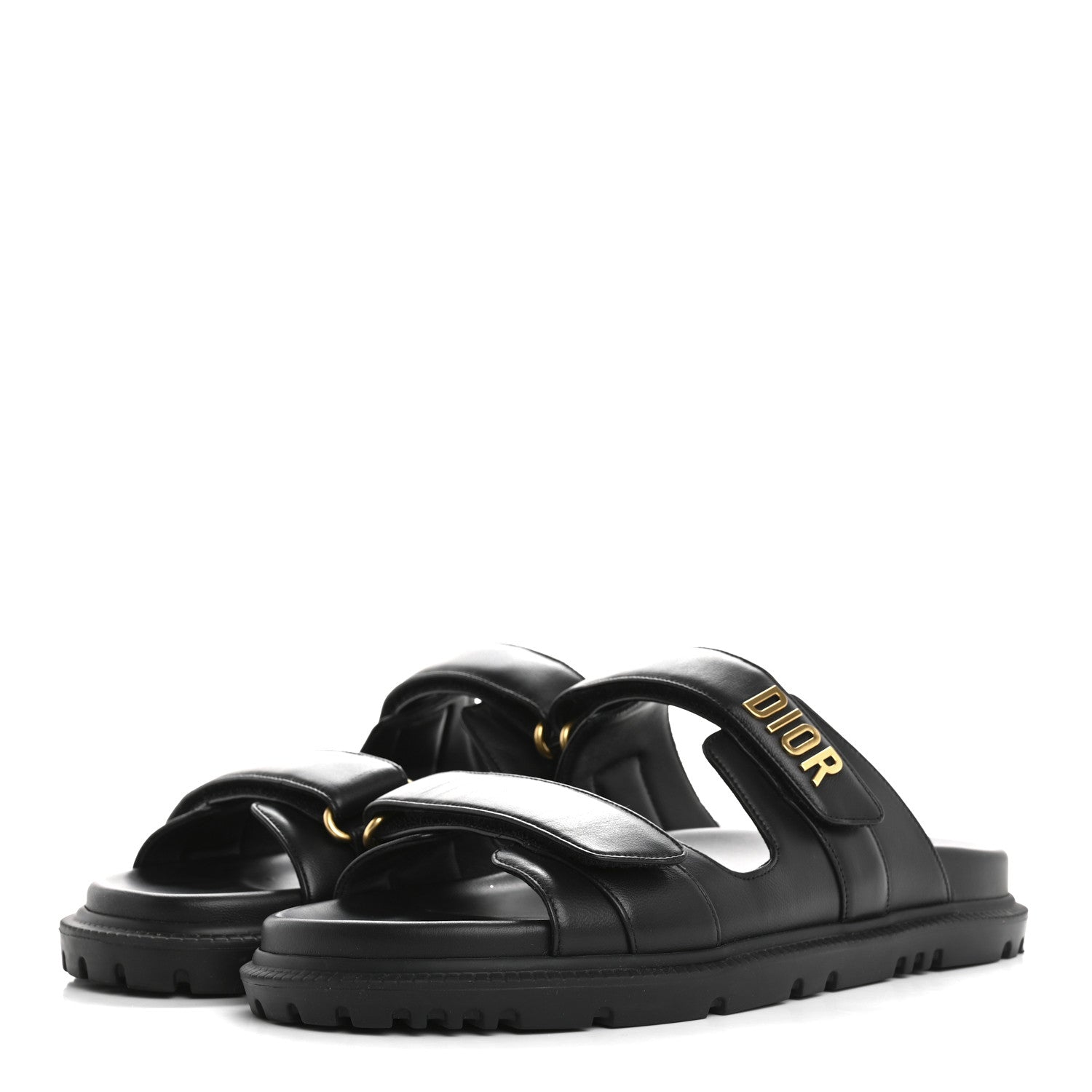Christian Dior Lambskin Dioract 10mm Slide Sandals 41 Black
