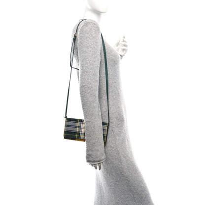 Burberry Canvas Tartan Check Mix Henley Wallet on Chain Green Multicolor 2 of 11