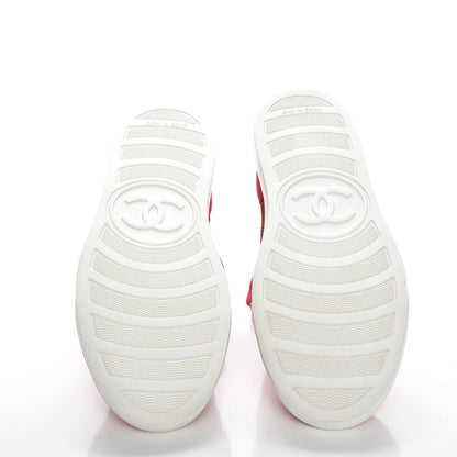 Chanel Mesh Suede High Top Sneakers 38 Red 6 of 8