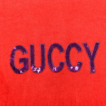 Gucci Silk Cashmere Sequins Woven Guccy Scarf Flame 5 of 5