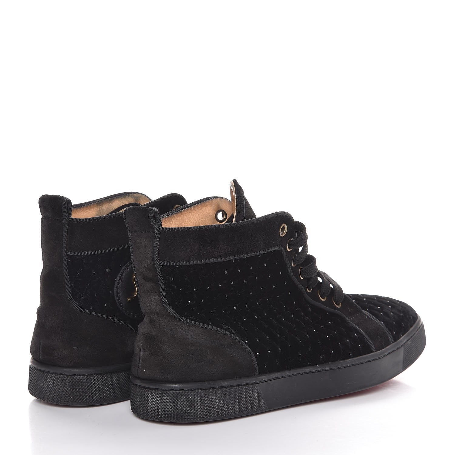 Christian Louboutin Suede Velvet Jeweled Flat Sneakers 38.5 Black 4 of 12
