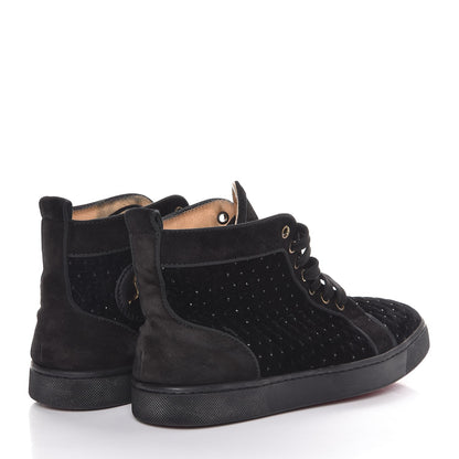 Christian Louboutin Suede Velvet Jeweled Flat Sneakers 38.5 Black 4 of 12