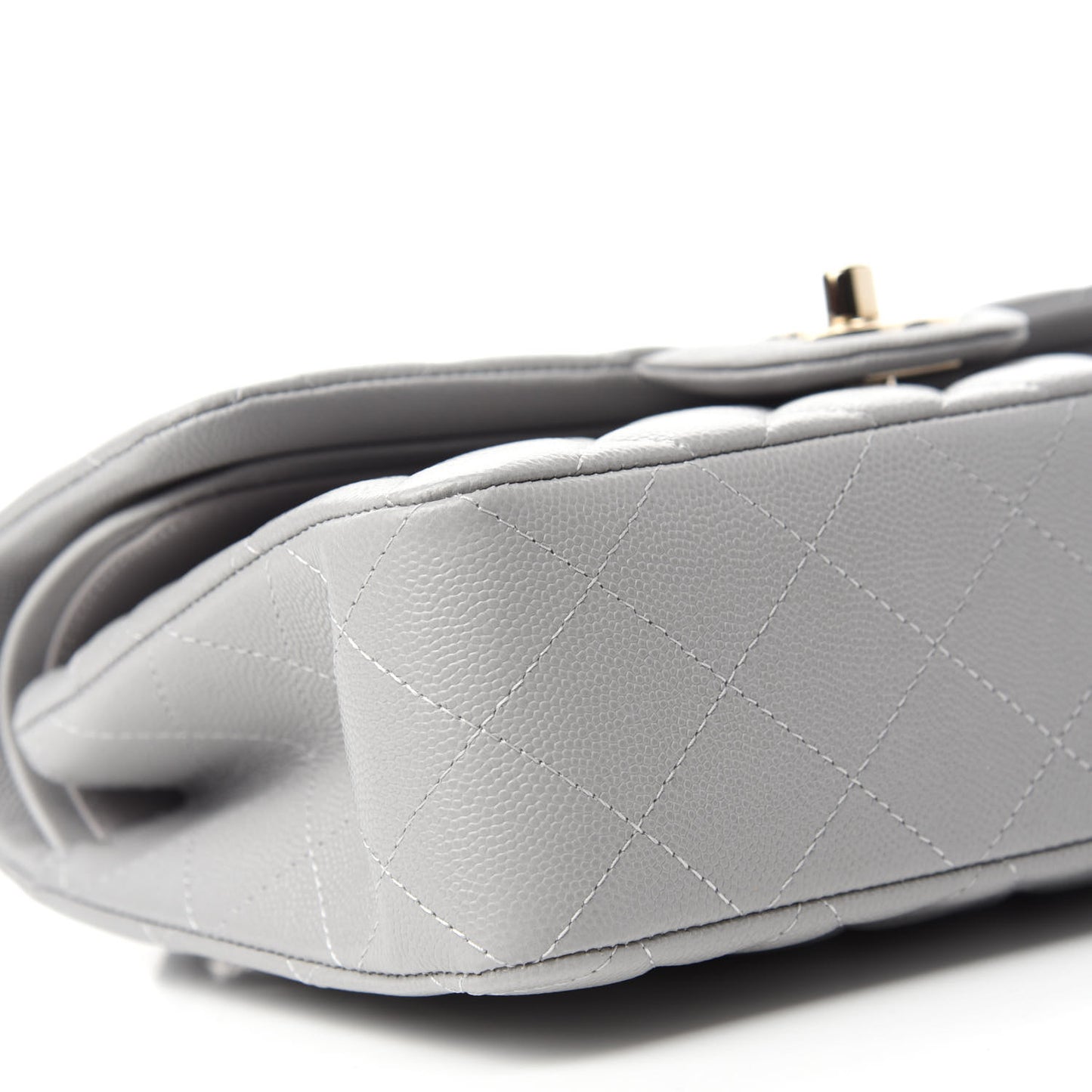 Caviar Quilted Small Double Flap Grey