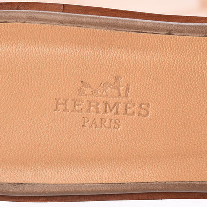Hermes Box Calfskin Oran Sandals 38 Taupe 6 of 16