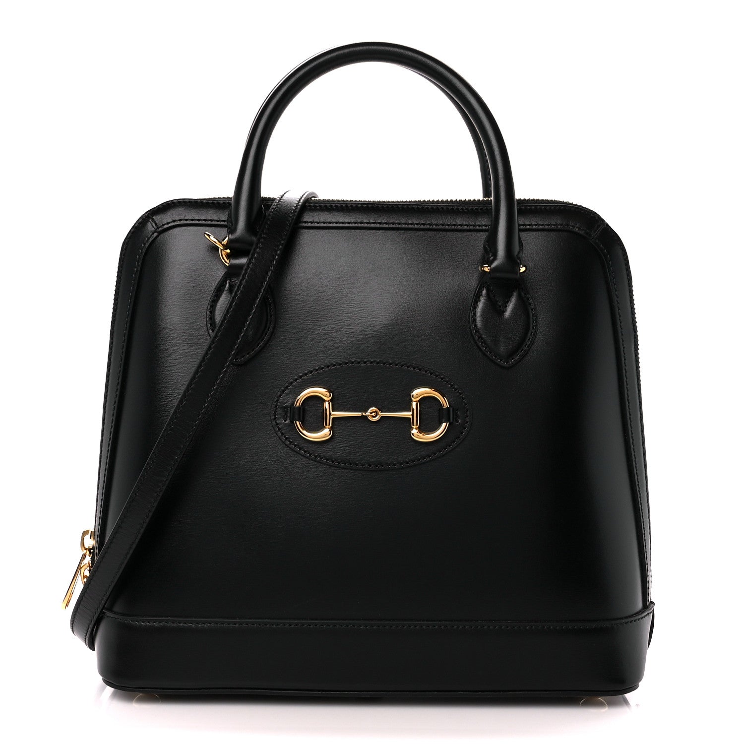 Gucci Boarded Plutone Calfskin Horsebit 1955 Top Handle Bag Black 1 of 11