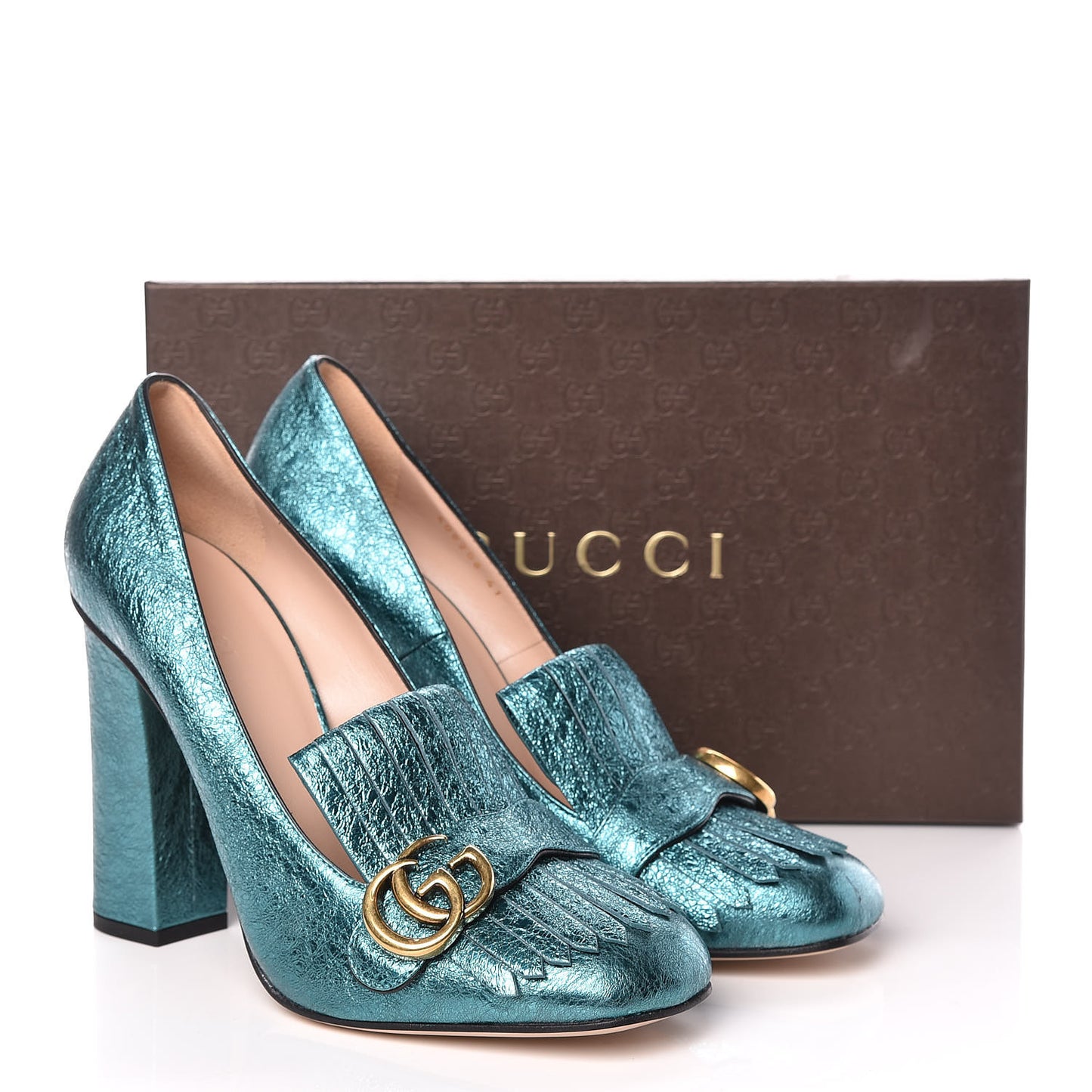 Galassia GG Marmont Fringe 105mm Loafer Pumps 41 Turchese