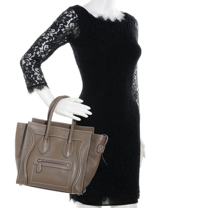 Celine Drummed Calfskin Micro Luggage Souris 2 of 9