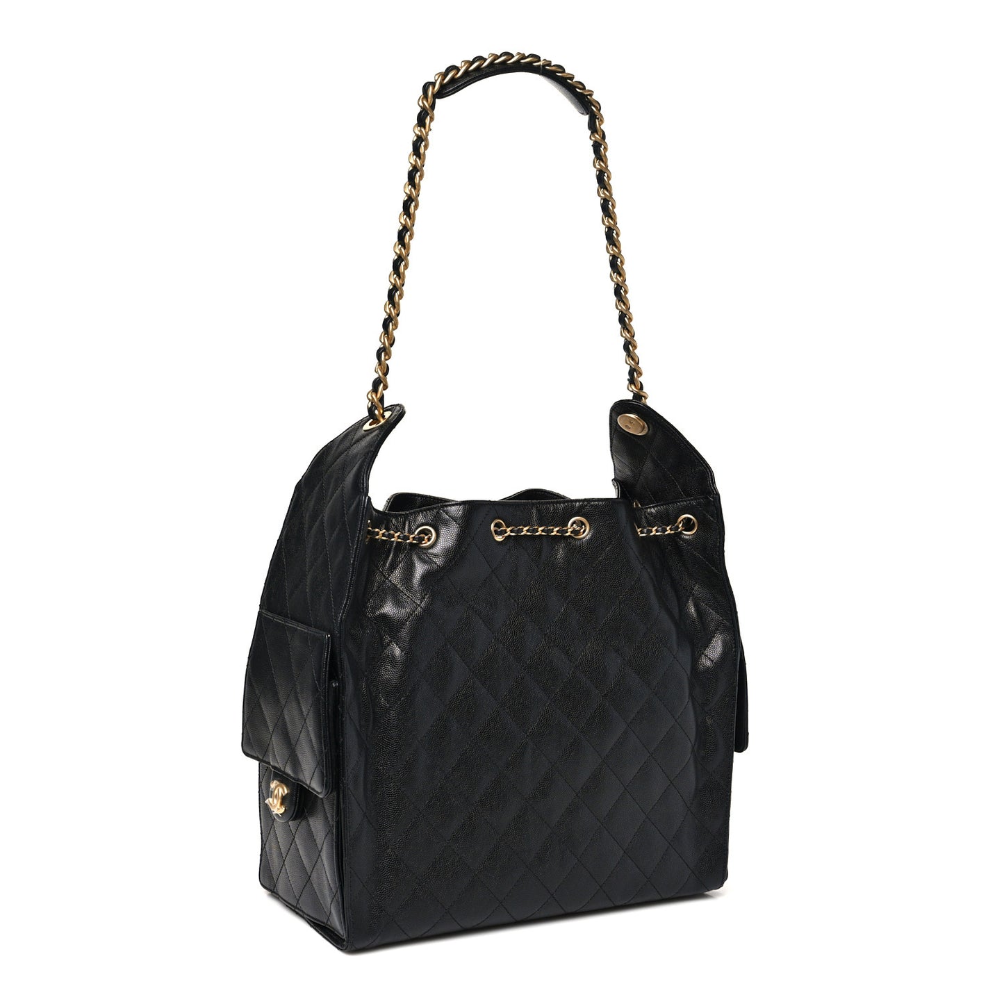 Caviar Quilted Medium Chanel 25 Handbag Black