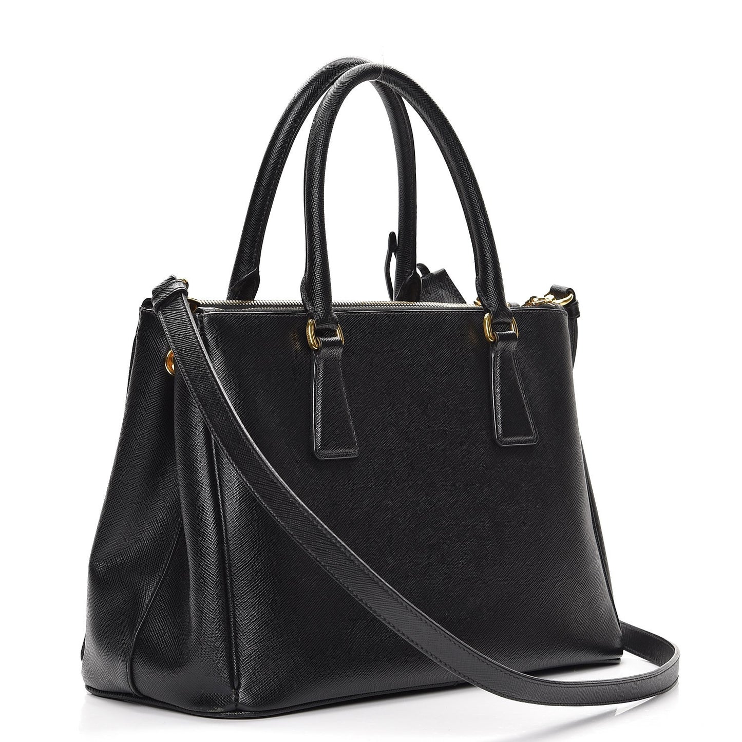 Saffiano Small Galleria Double Zip Tote Black