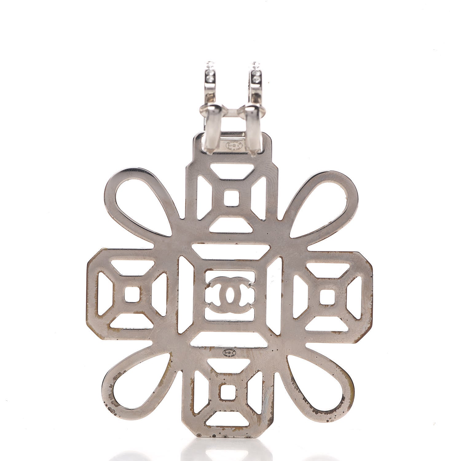 Chanel Crystal CC Brooch White Light Gold 3 of 5